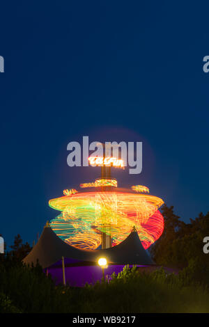 Kouvola, Finland - 24 August 2019: Rotating ride Taifun in amusement park Tykkimaki. Stock Photo