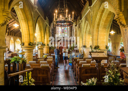 Colaton Raleigh Flower Festival. Visitors admiring the displays Stock ...