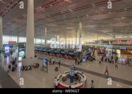 interior of Terminal 3, Beijing Capital International airport, Beijing, China Stock Photo