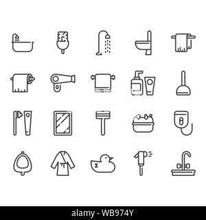 Bathroom related icon set. Vector illustration Stock Vector