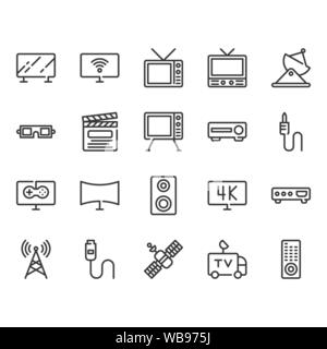 Television related icon set. Vector illustration Stock Vector