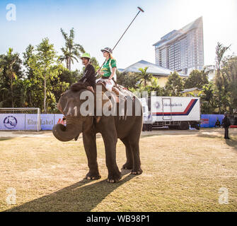 Polo Elephant Event in Bangkok riverside, Thailand Stock Photo