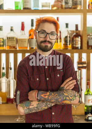 Manager in the Dom bar in Minsk, Belarus. Stock Photo