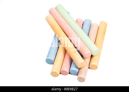Colorful chalk isolated on white background Stock Photo