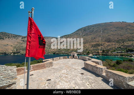 Sarande, Albania - July 2019: View of Porto Palermo Castle situated in Porto Palermo Bay, It was build by Ali Pasha Tepelena in early 19th century. Stock Photo