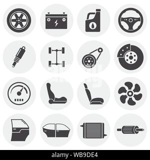 Car parts related icons set on background for graphic and web design. Simple illustration. Internet concept symbol for website button or mobile app Stock Vector
