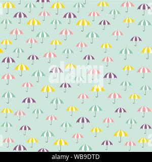 Cute vector pattern with colorful umbrellas Stock Vector