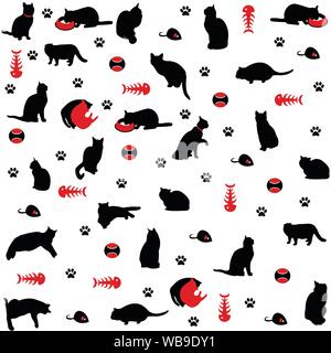 Seamless pattern, cat figure icons Stock Vector