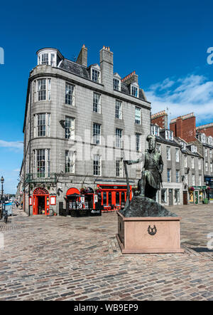 The Gordon Highlanders regiment statue at Mercat Square at Castle Street in Aberdeen Scotland UK Stock Photo