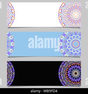 Horizontal geometrical abstract flower mandala banner background set - colorful vector design elements Stock Vector