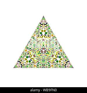 Ornate flower triangle symbol template - abstract colorful geometrical vector element from geometric shapes Stock Vector