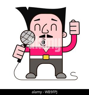 Singer With Microphone In Hands Vector Illustration On White Background Stock Vector