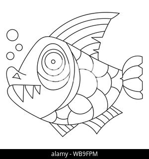 Coloring Book Page For Preschool Children Fish And Sketch Stock Vector