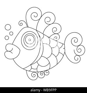 Coloring Book Page For Preschool Children Fish And Sketch Stock Vector