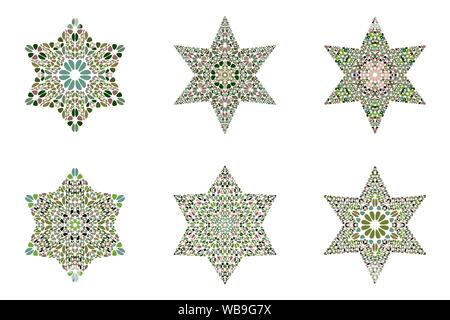 Isolated stone ornament star logo template set - geometrical vector element from curved shapes Stock Vector