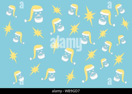 Seamless Christmas pattern with cartoon Santa Claus vector. Wrapping paper design. Wallpaper background. Stock Vector