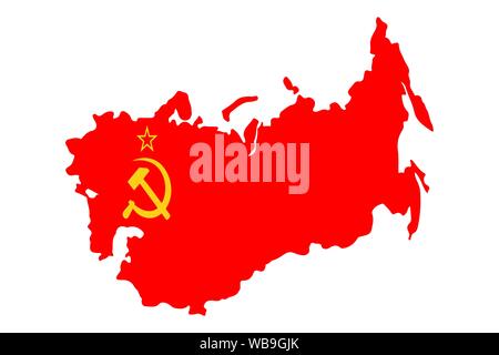 Soviet Union, USSR, map with flag Vector illustration Stock Vector