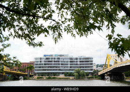 A logo sign outside of the headquarters of the Alcoa Corporation and Arconic in Pittsburgh, Pennsylvania on August 8, 2019. Stock Photo