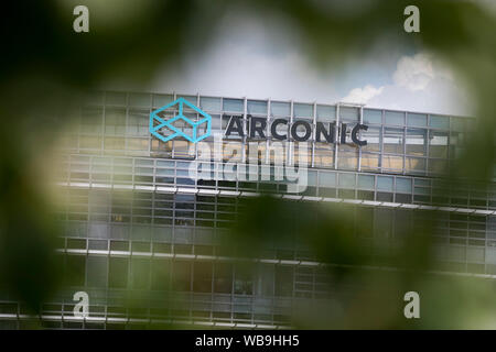 A logo sign outside of the headquarters of Arconic in Pittsburgh, Pennsylvania on August 8, 2019. Stock Photo