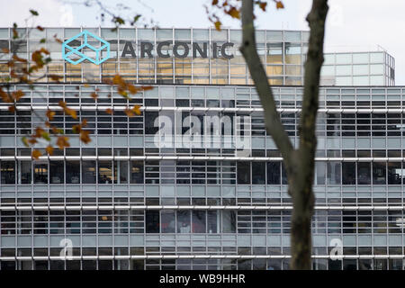 A logo sign outside of the headquarters of Arconic in Pittsburgh, Pennsylvania on August 8, 2019. Stock Photo