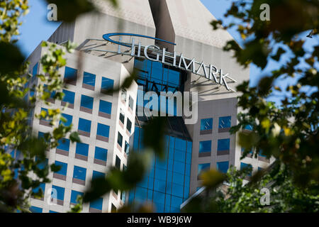 A logo sign outside of the headquarters of Highmark in Pittsburgh, Pennsylvania on August 9, 2019. Stock Photo