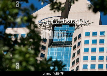 A logo sign outside of the headquarters of Highmark in Pittsburgh, Pennsylvania on August 9, 2019. Stock Photo