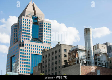 A logo sign outside of the headquarters of Highmark in Pittsburgh, Pennsylvania on August 9, 2019. Stock Photo