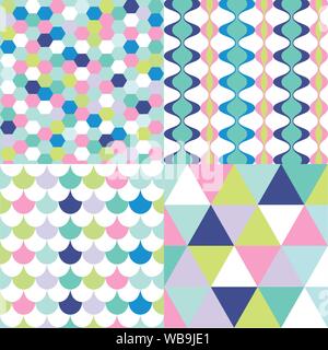 Abstract Geometric Seamless Pattern Set Stock Vector