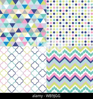 Abstract Geometric Seamless Pattern Set Stock Vector