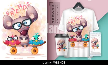 Set animals set - mockup idea for print Stock Vector