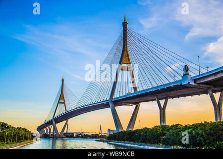 Bhumibol bridge views at sunset in Bangkok Thailand Stock Photo