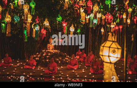 Lanterns festival, Yee Peng and Loy Khratong in Chiang Mai, Thailand Stock Photo
