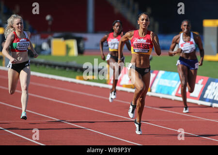 Birmingham, UK. 25th Aug, 2019. Laviai Nielsen wins the Women's 400m during the Muller British Athletics Championships at the Alexander Stadium, Birmingham, England on 25 August 2019. Photo by Jodi Hanagan. Editorial use only, license required for commercial use. No use in betting, games or a single club/league/player publications. Credit: UK Sports Pics Ltd/Alamy Live News Stock Photo