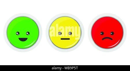 Vector flat design illustration of smiley icon set. Stock Vector