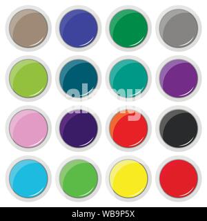 Flat style round colorful buttons set isolated on white background. Stock Vector