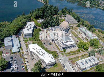 Aerial view of Washington State Capitol building and complex with Legislative and Justice Buildings. Stock Photo