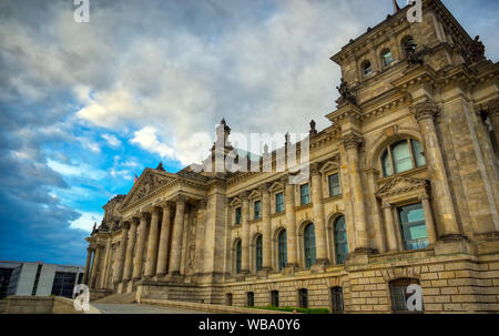 The Reichstag building located in Berlin, Germany which houses the German parliament, the Bundestag. Stock Photo