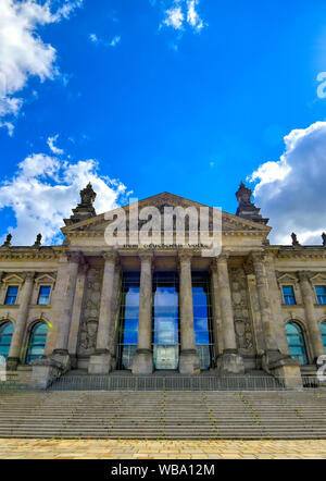 The Reichstag building located in Berlin, Germany which houses the German parliament, the Bundestag. Stock Photo