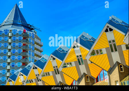 The cube houses in Rotterdam, the Netherlands on a sunny day. Stock Photo