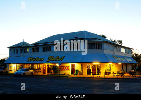 Winton Hotel at nightfall. Winton, western Queensland, Australia Stock Photo