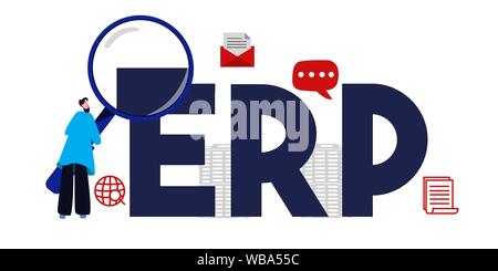 ERP Enterprise Resource Planning system business software for company. Stock Vector