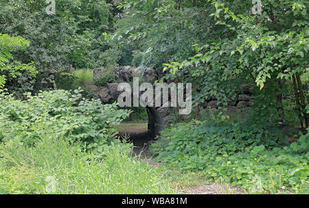 Overlook Shelter Ruins in Franklin Park, Boston, Massachusetts Stock Photo