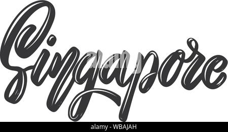 Singapore.  Lettering phrase on white background. Design element for poster, banner, t shirt, emblem. Vector illustration Stock Vector