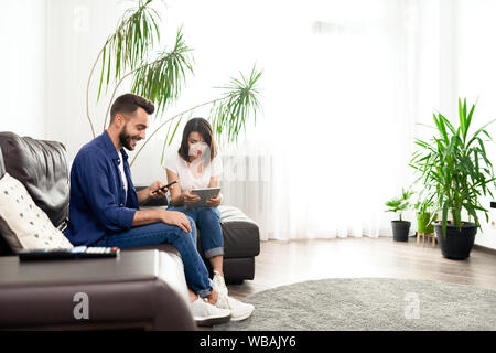 Using devices instead of communication Stock Photo