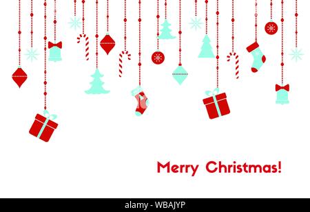 Christmas card with hanging christmas toys Stock Vector