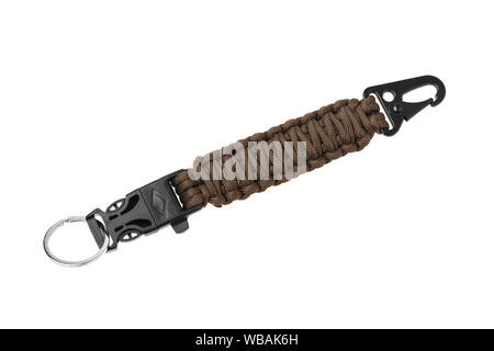 paracord keychain isolate on white background Stock Photo