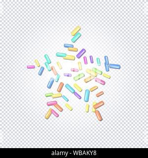 Sprinkle with grains of desserts. Abstract pattern with sprinkles grainy star on a transparent background. Design for holiday designs, party, birthday Stock Vector