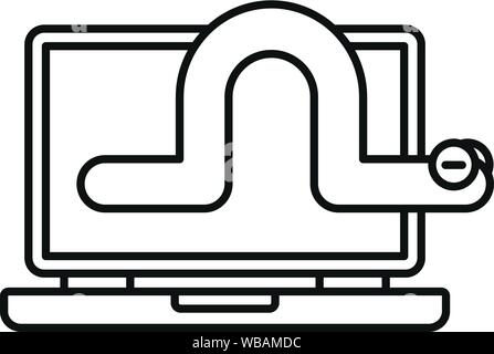 Worm laptop icon. Outline worm laptop vector icon for web design isolated on white background Stock Vector
