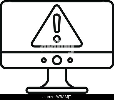 Computer security alert icon. Outline computer security alert vector icon for web design isolated on white background Stock Vector