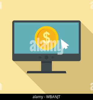 Web money monitor icon. Flat illustration of web money monitor vector icon for web design Stock Vector